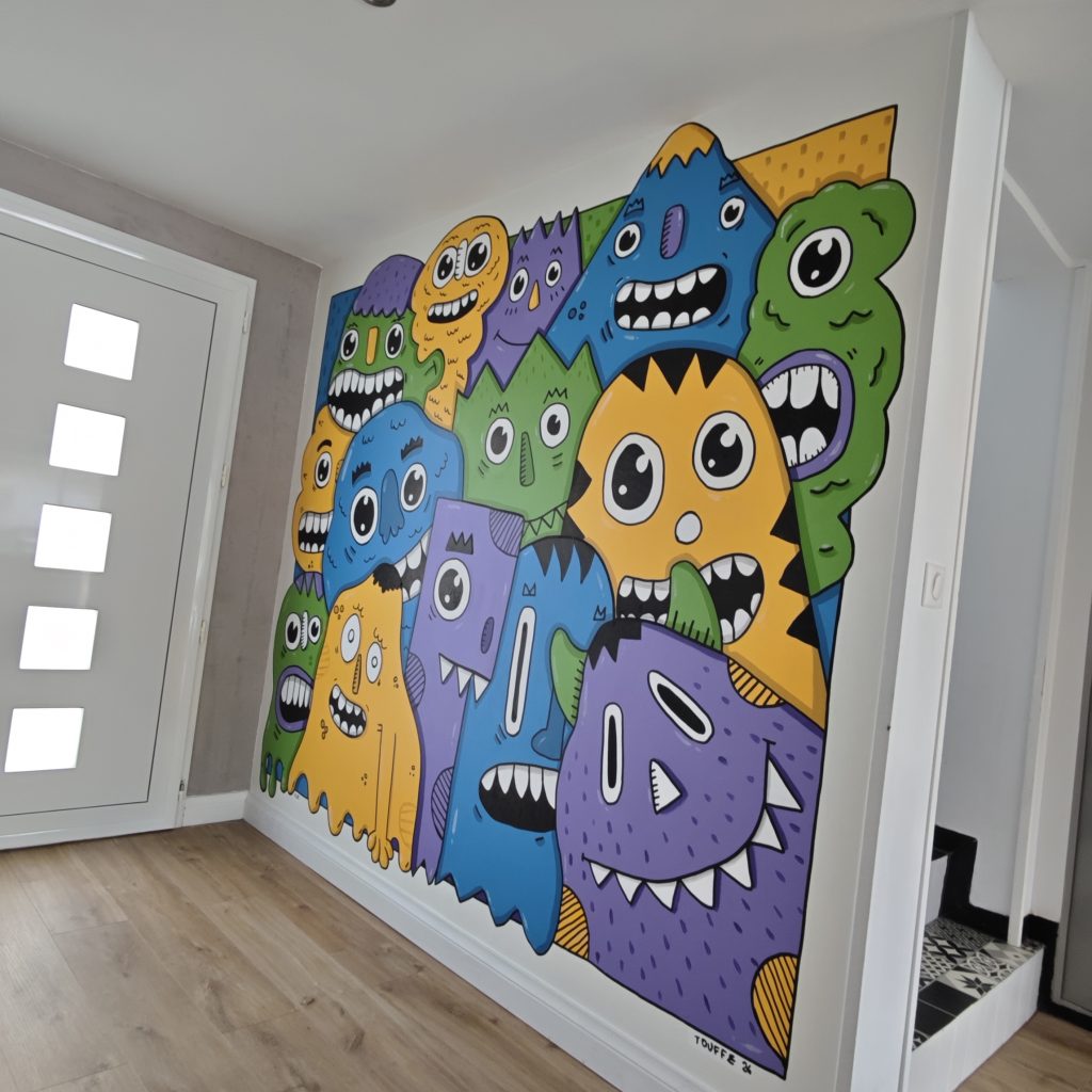 Fresque murale monstres chez des particuliers – Entrée de maison | Cédric La Touffe, muraliste