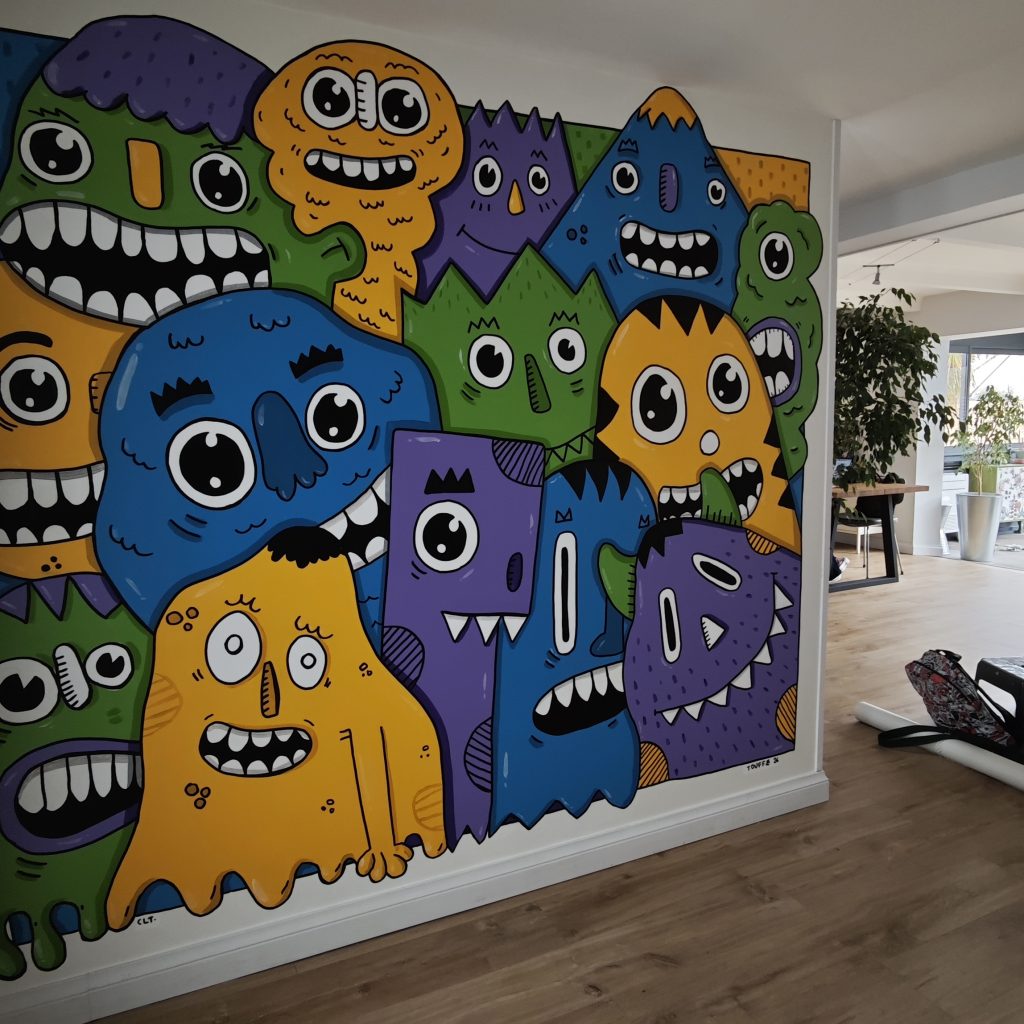 Fresque murale monstres chez des particuliers – Entrée de maison | Cédric La Touffe, muraliste