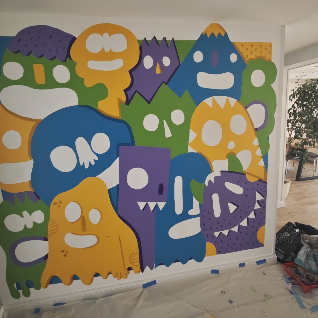 Fresque murale monstres chez des particuliers – Entrée de maison | Cédric La Touffe, muraliste