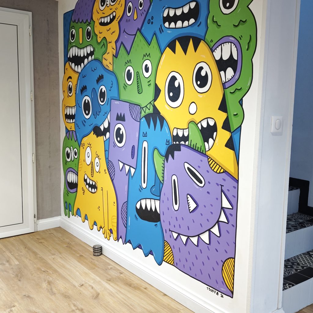 Fresque murale monstres chez des particuliers – Entrée de maison | Cédric La Touffe, muraliste