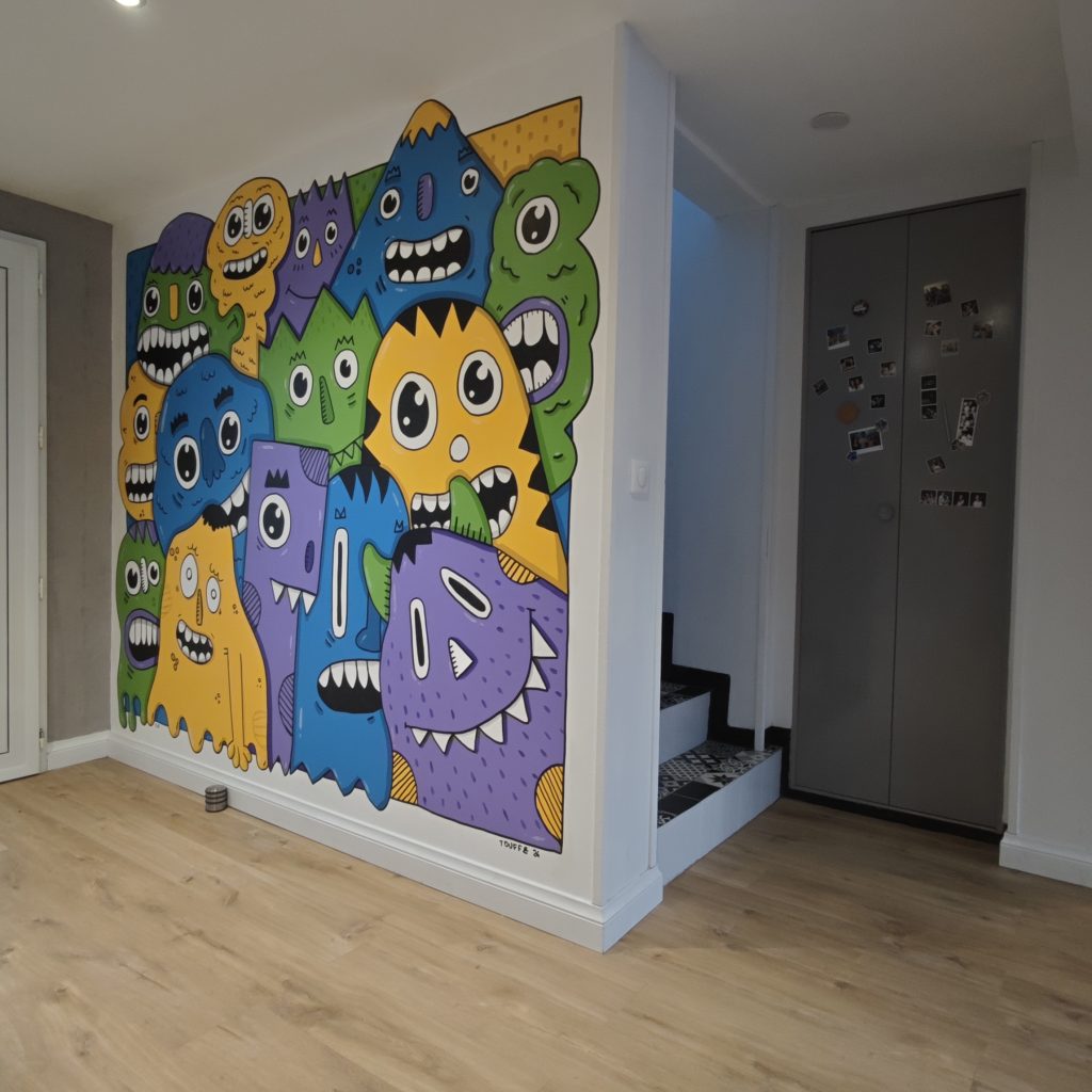 Fresque murale monstres chez des particuliers – Entrée de maison | Cédric La Touffe, muraliste