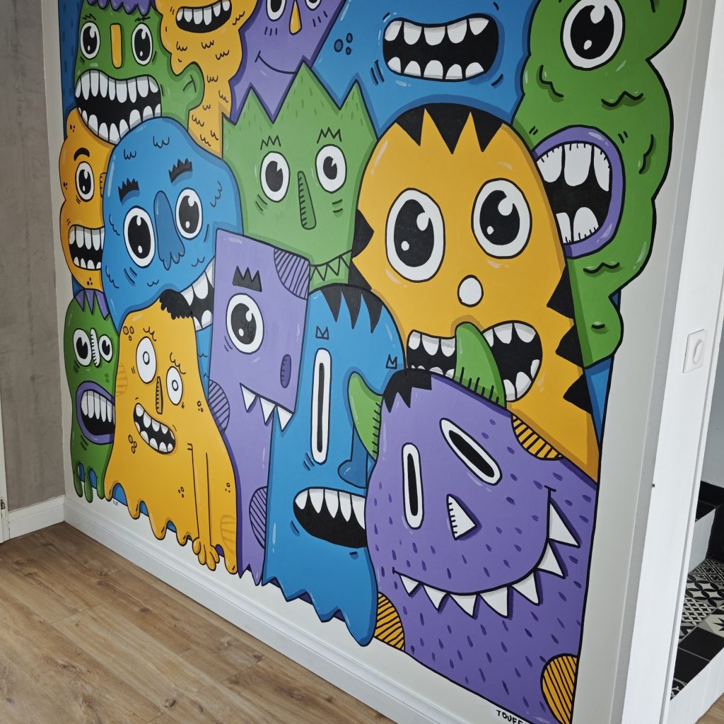 Fresque murale monstres chez des particuliers – Entrée de maison | Cédric La Touffe, muraliste